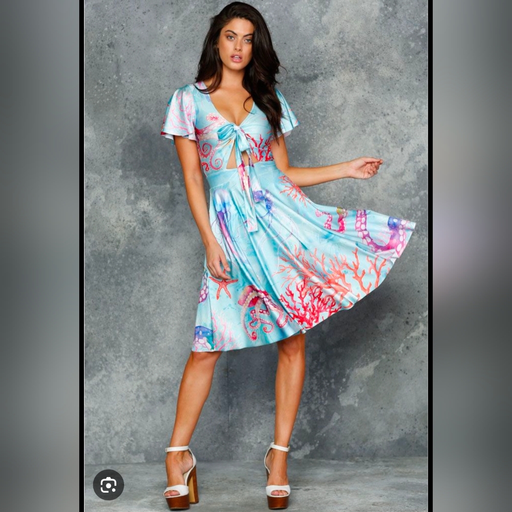 Octopus' Garden Blue Rio Midi Dress | Blackmilk Size Small S